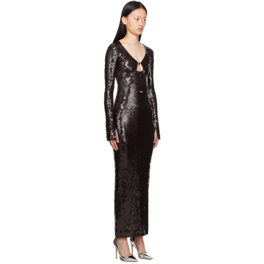 Backless sequin dress with long sleeves
